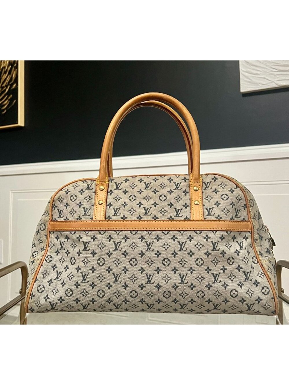 Louis Vuitton Vintage Blue Monogram Mini Lin Marie Bag 623E215P